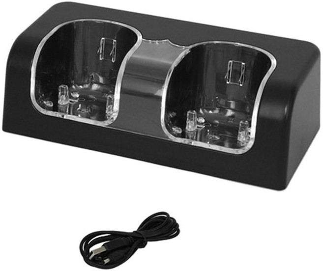 Wii 리모컨 게임 핸들 콘트롤을 위한 충전소 듀얼 충전기 독, 01 BK, 1개, 01 BK, 01 BK * 01 BK * 1개