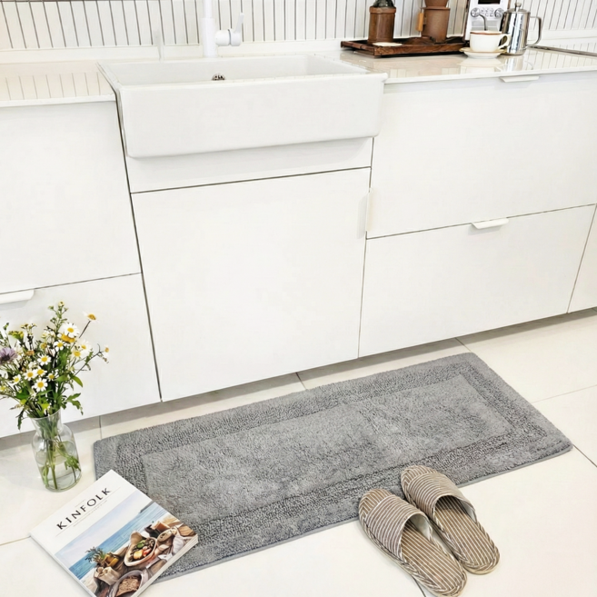 라온패브릭 욕실매트 주방발매트 화장실 앞 발매트 욕실 주방 면100% 뮤즈코튼, 그레이