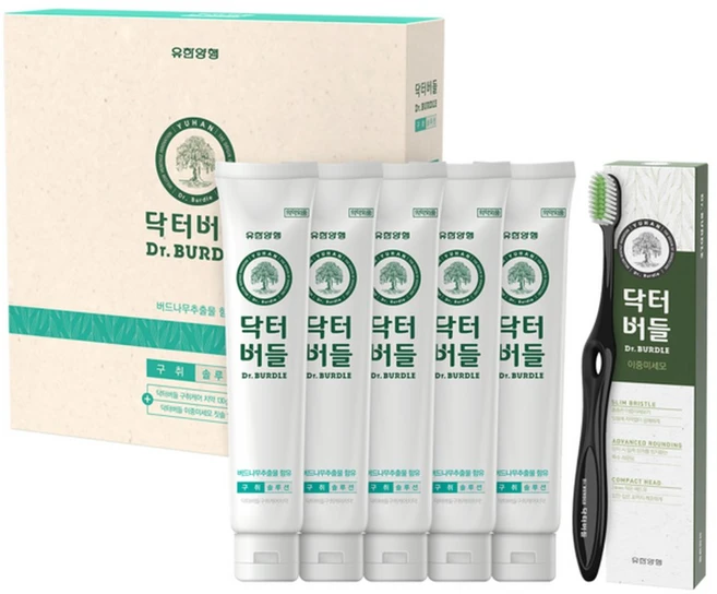 닥터버들 구취케어 치약 칫솔 130g x 5개입 + 칫솔, 5개 - 쿠팡