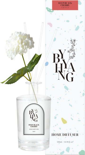 바이향 블루밍 홈 디퓨저 + 조화스틱 + 리드스틱 4p 세트, 딥블랙체리, 500ml, 1개