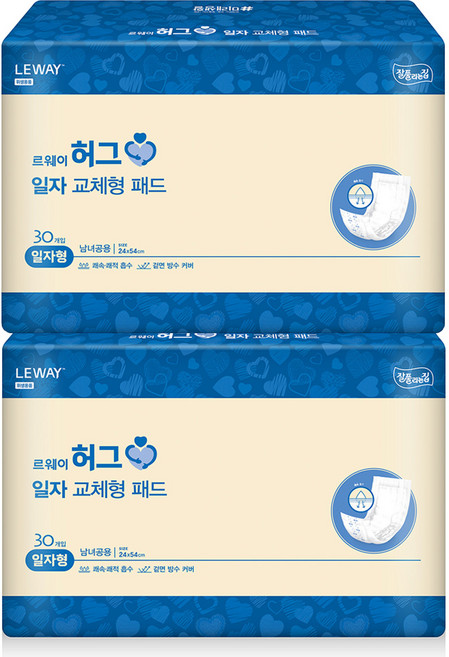 르웨이 성인용기저귀 일자형 허그 NEW 미래생활 속기저귀, 2개, 10개입
