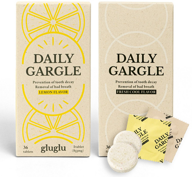 글루글루 입냄새제거 무알콜 고체가글 (1박스x36정), 30.7g, 2개, 프레쉬쿨+레몬향