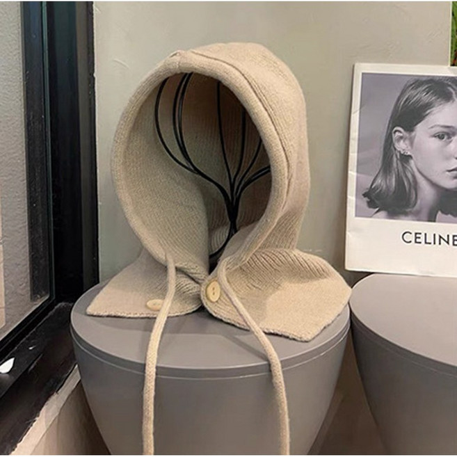 5MANGAJI- 후드 넥워머 니트 바라클라바 방한 방풍 방한용품, 커피, 1개