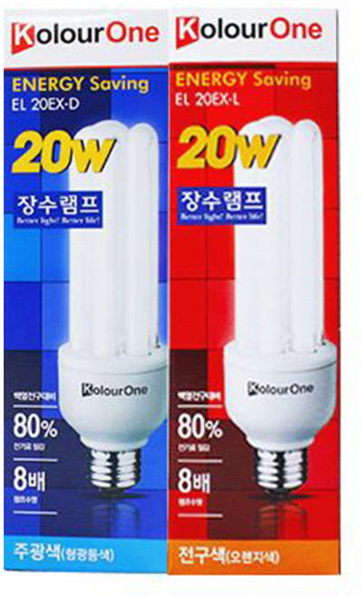 장수램프 안정기 내장형 전구형 형광램프 20W EL 20EX-D, 4개