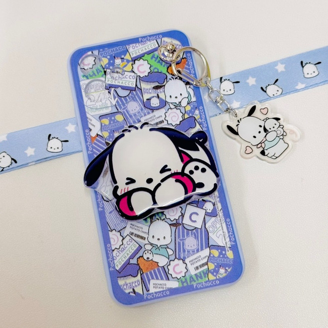 AT-M130 귀여운 포차코 강아지 캐릭터 블루 카메라보호 잼폰2 포켓몬폰2 마이브키즈폰 피규어 스트랩 목걸이 케이스