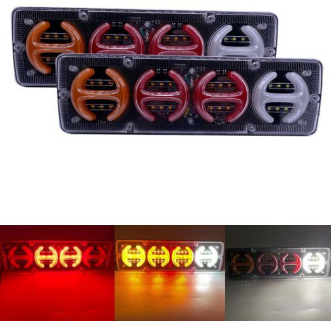 볼보 호환 부품 2Pcs 12V24V 자동차 트레일러 트럭 테일 라이트 LED 후면 러닝 턴 신호 램프 버스 미등, 12V