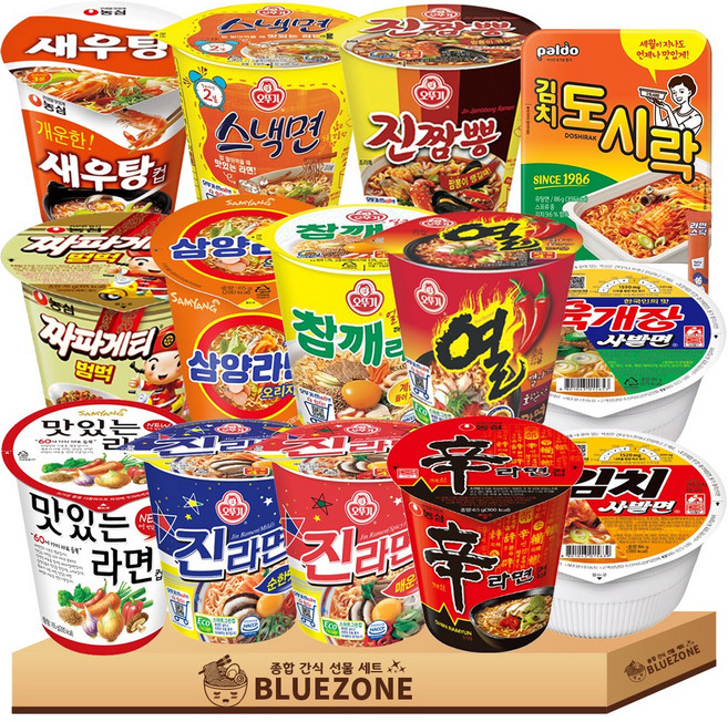소컵라면 진매1 진순1 참깨1 열1 스낵면1 신라면1 육개장사발1 김치사발1 짜파게티범벅1 새우탕1 김치도시락1 도시락1 맛있는라면1 삼양라면1 라면스틱1, 1박스