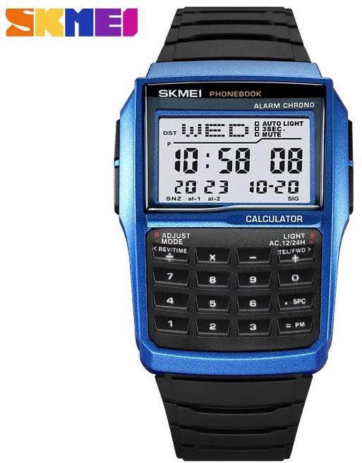 2255 듀얼 타임 스포츠 계산기 시계 (용) 카운트다운 캐주얼 전화번호부 디지털 몽트르 옴므 1278