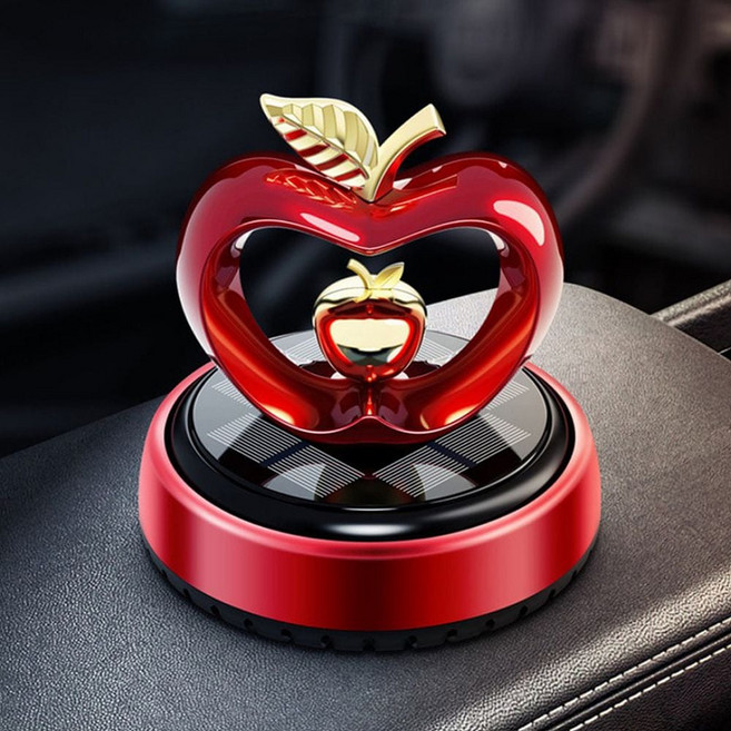 지쓰리온 D24 차량용 사과 하트 태양열 회전 방향제, 1개, 레드-화이트머스크