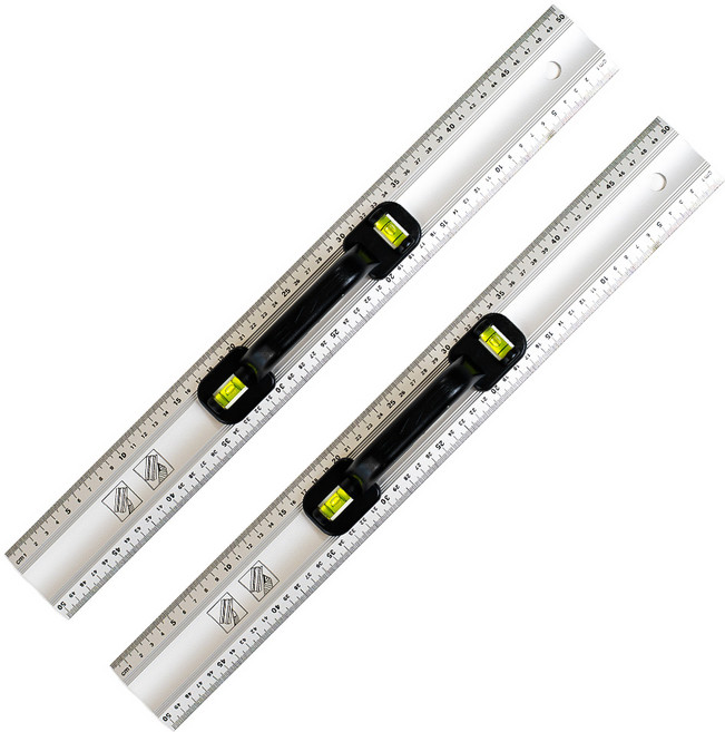 알루미늄자 직자 전기기능사자 타일 시공 손잡이자, 2개, 50cm