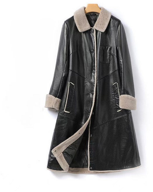 JoYouth 여성양가죽코트 양털카라 천연양가죽패딩 덕다운롱코트