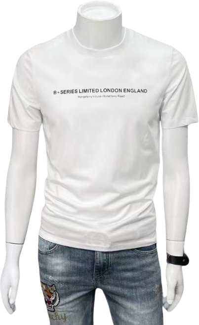 십전십미 남성 레터링 프린트 여름 캐주얼 티셔츠 패션 슬림 라운드 반팔 티셔츠