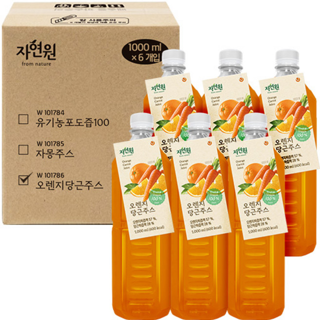 자연원 오렌지당근주스, 6개, 1L