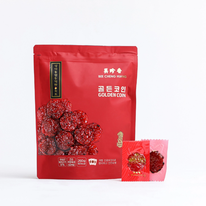 비첸향 골든코인 260g 미니 이지 육포 싱가포르 전통 간식 선물세트, 1개
