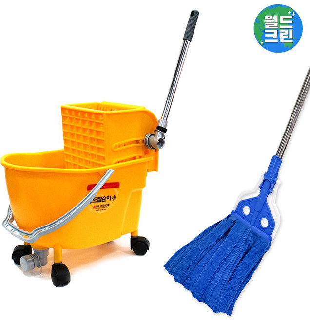 월드크린 마포 탈수기 소 + 극세사 330g 마포걸레 마포대 1세트, 마포탈수기소+극세사330g스텐마포대1세트, 1개