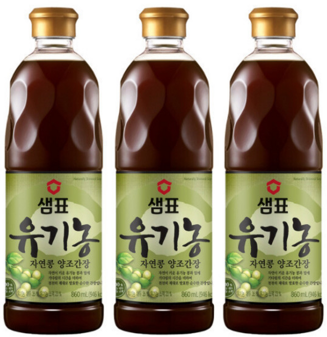 샘표 유기농 자연콩간장, 3개, 860ml