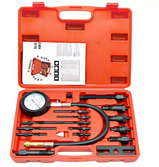 디젤 압축압력게이지 테스터 감지기 누출 키트 테스트 게이지 실린더 압력계 연료, TU-15B, 1개