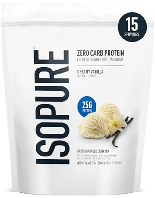 아이소퓨어 제로 탄수화물 100% 순수 유청 단백질 분말 Isopure Zero Carb 100% Pure Whey Isolate Protein Powder Lactose F, 크리미 바닐라, 1파운드(1팩), 1개 - 쿠팡