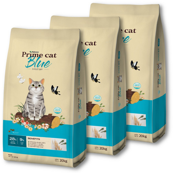 프라임캣 블루 20kgx3개 고양이사료 대용량 대포장 길냥이밥 길고양이 전연령, 3개, 20kg, 닭