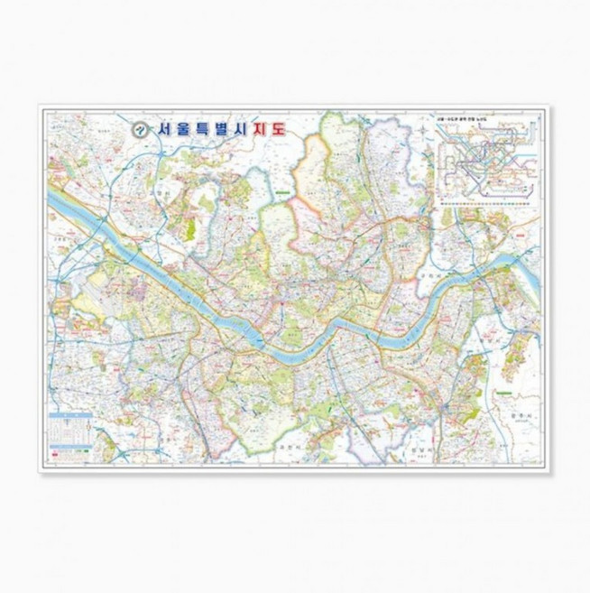 서울 시내 지도 포스터 도로 관광 여행 코팅 벽걸이 인테리어, 1개