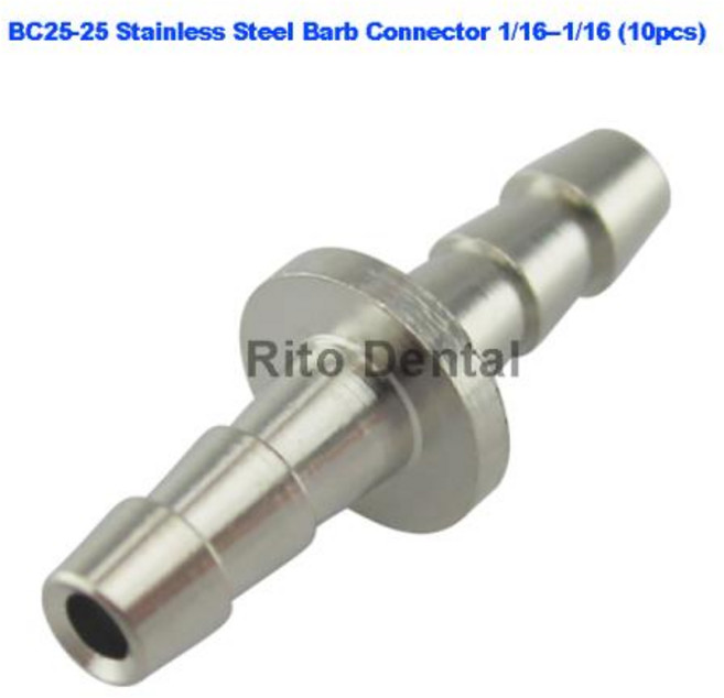 10개 스테인레스 스틸 바브 커넥터 1/16-1/16 치과용 유닛 의자 부품 BC25-25, 02 3 Pack