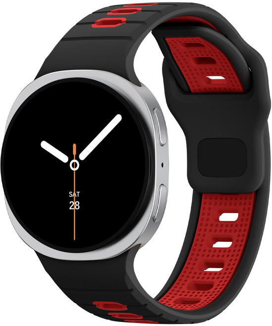 Fegwilde 갤럭시워치8 호환 스포츠 실리콘 투톤 스트랩, 블랙/와인