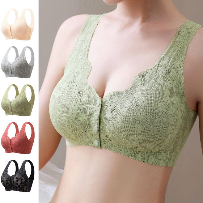 나나민 편안한 플라워 노와이어 앞단추 브라 레이스 앞스냅