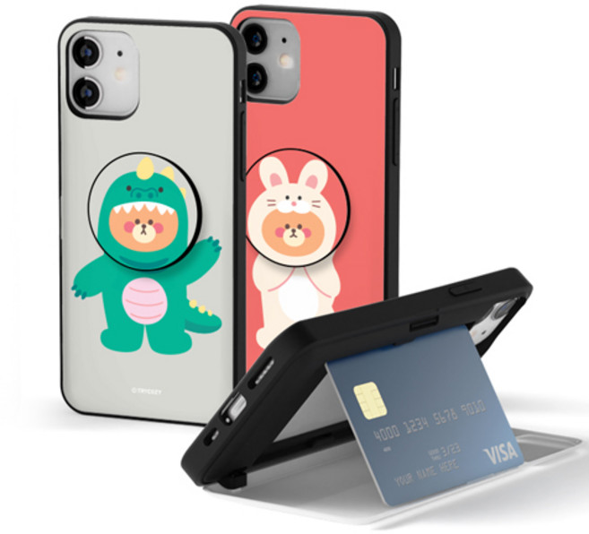 시안샵 TRY 스마트톡 카드도어범퍼케이스_베어코스튬 / 아이폰13 12 11 MINI PRO MAX 7 8 SE2 XS XR