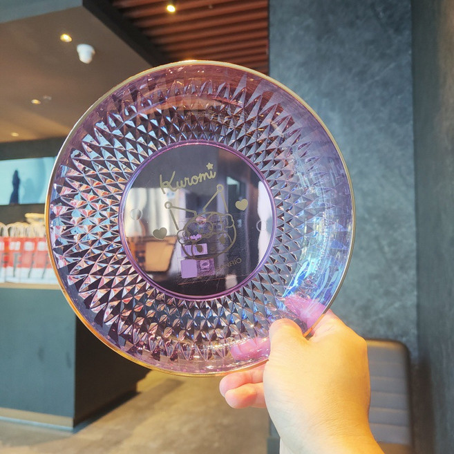 산리오 캐릭터 크리스탈 유리 트레이 인테리어 소품/악세서리 정리함 데스크 & 화장대 DIY 장식, 쿠로미(퍼플), 1개