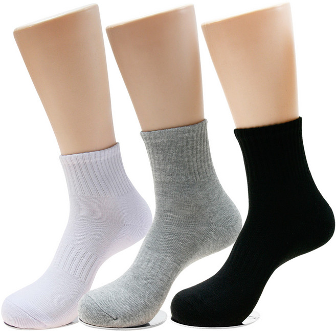 양말쟁이 남성 여성 이중바닥 스포츠 무지 중목양말