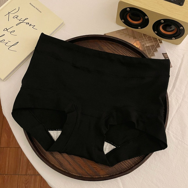M-3XL 內褲女生 純棉平角內褲 加大碼 舒適全棉 包臀底褲 彈性好, 黑色