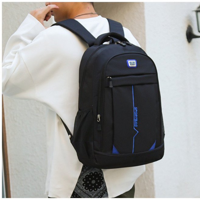 SPORTBAG 個性撞色大容量後背包 筆電電腦包 人體工學透氣設計 輕巧黑藍, A264-輕巧黑藍
