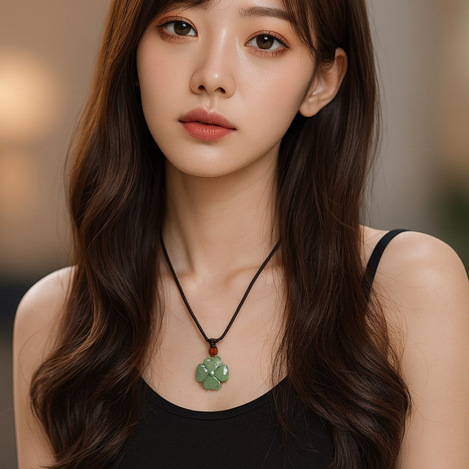 티앤비 신기하게 재물운 들어오는 천연 비취 옥 행운 팬던트 남녀 커플 목걸이