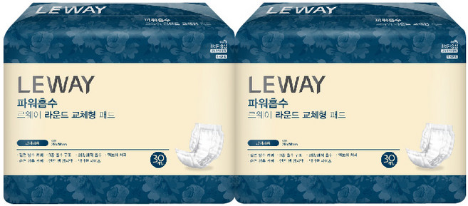 르웨이 남녀공용 파워흡수 라운드 교체형 패드, 30매입, 2개