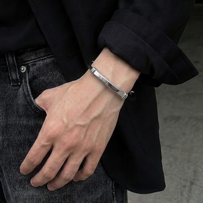 티키타 남자 팔찌 써지컬스틸 얇은 뱅글 팔찌 스트링 about silver