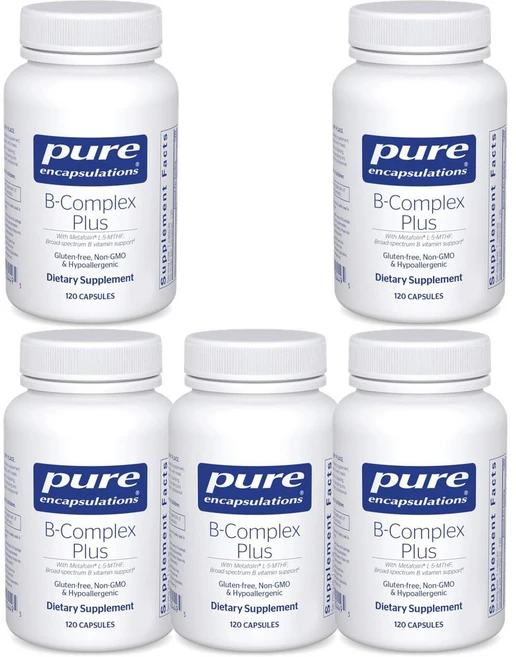 Pure Encapsulations B-Complex Plus B Vitamins 퓨어 인캡슐레이션스 B-컴플렉스 플러스 B 비타민, 120정, 5개 - 쿠팡