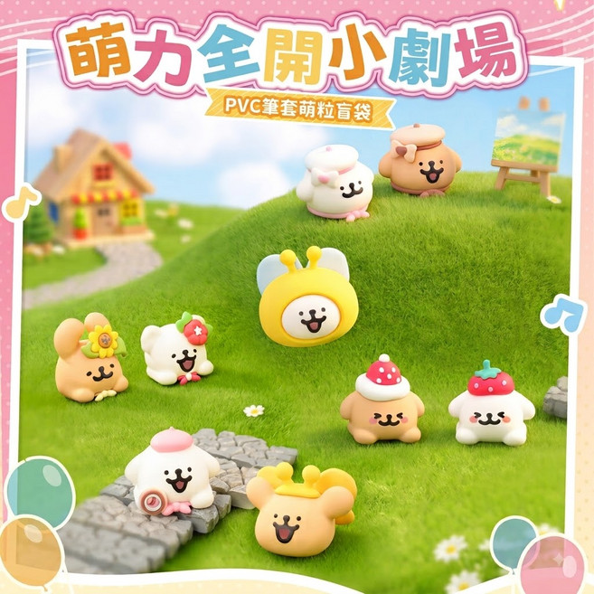 娃島聯萌 線條小狗 萌力全開小劇場 PVC筆套盲袋, 1個