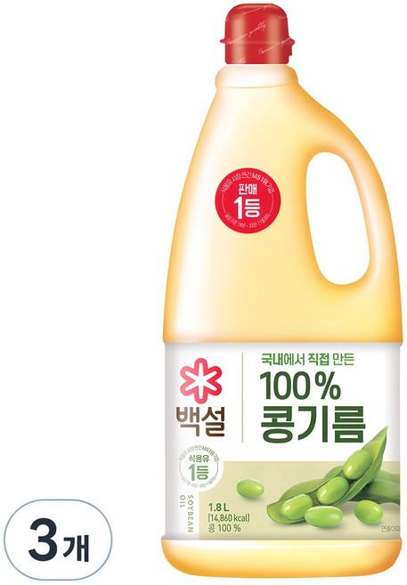 백설 콩기름, 1.8L, 3개