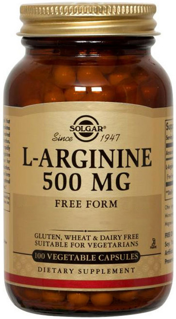 SOLGAR L-精胺酸 500mg 植物膠囊, 100錠, 1個