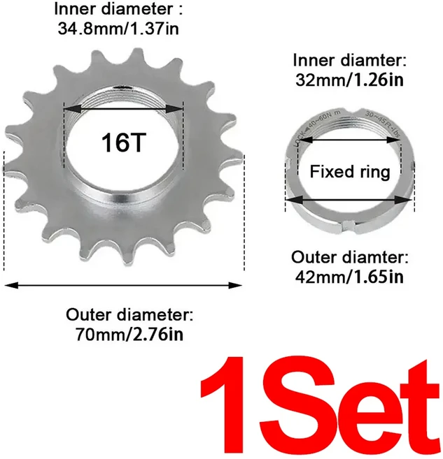 고정 기어 자전거 코그 단일 속도 스프로킷 13T-18T 톱니 키트 열처리된 탄소강 링 포함) ​, 05 16T-1Set, 1개