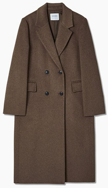 쉬즈미스 울 혼방 더블 브레스티드 롱 코트 SWHCTP42040 MB