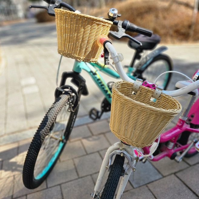 비블로아 자전거 킥보드 스쿠터 호환 라탄바구니 바스켓 수납바구니 악세사리, S, 베이지, 1개