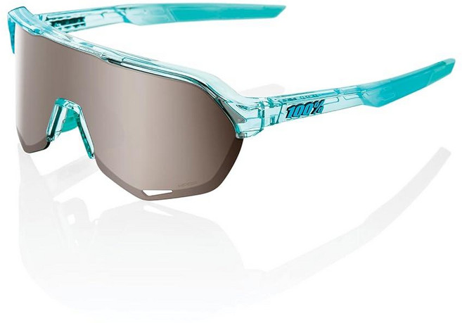 100% S2 스포츠 퍼포먼스 사이클링 선글라스 (매트 메탈릭 인투 더 페이드 - 블루 토파즈 멀티레이어 미러 렌즈), 광택 반투명 민트 - 히퍼 실버 미러 렌즈, 1개