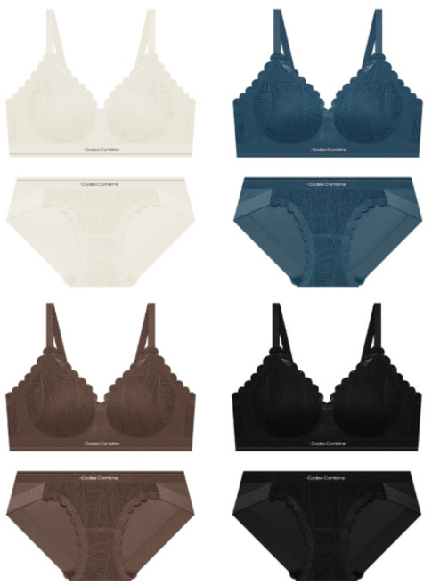 CODES COMBINE INNERWEAR 스칼럽레이스 심리스 노와이어 햄팬티 세트 192009