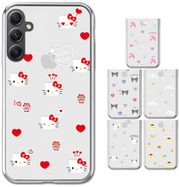갤럭시A16 (A165) 키즈폰 효도폰 산리오 큐티패턴 투명 젤리 케이스 헬로키티 쿠로미 시나모롤
