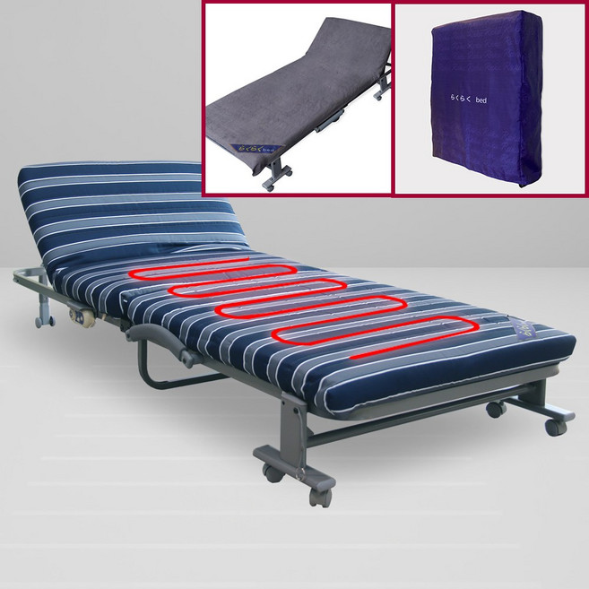 라꾸라꾸침대 접이식침대 라꾸라꾸6 웰빙싱글(세탁커버+보관커버 포함)(매트리스 온열내장형) 등받이각도조절 라꾸라꾸침대 1인용 간이침대 경비실침대 관리실침대, 스트라이프(블루*그레이*화이트), 라꾸라꾸침대6 웰빙싱글(세탁커버+보관커버 포함)