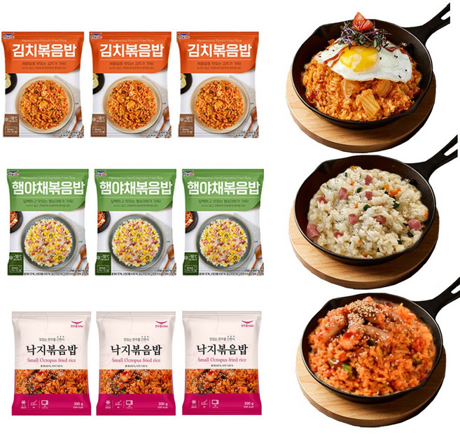 슈퍼맘푸드 한우물 볶음밥 매콤 세트 3종 9봉 ( 김치 3 +햄야채 3 + 낙지 3) ), 1개