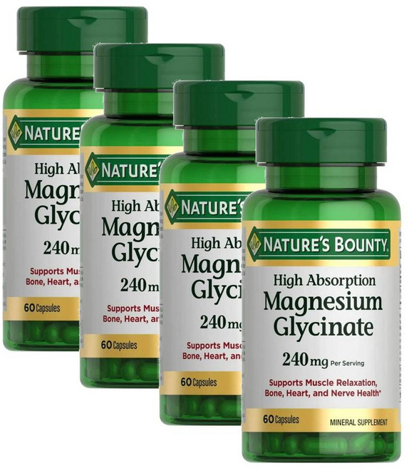 네이처스 바운티 마그네슘 글리시네이트 캡슐 Nature's Bounty Magnesium Glycinate, 4개, 60정