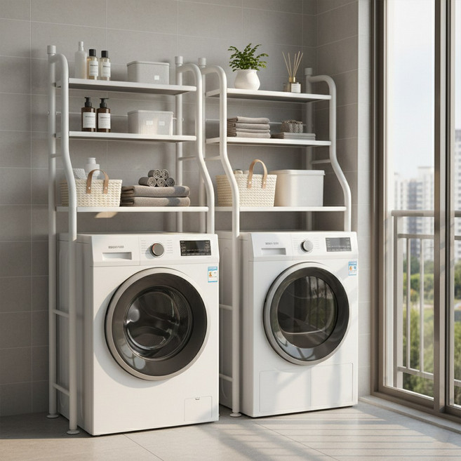 디프 3단 다용도 세탁기 선반 흔들림방지 화이트 1개