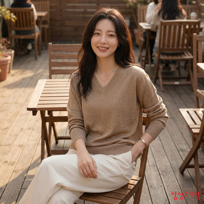 상상그이상 여성용 촉감왕 기본 브이넥 캐시미어 니트